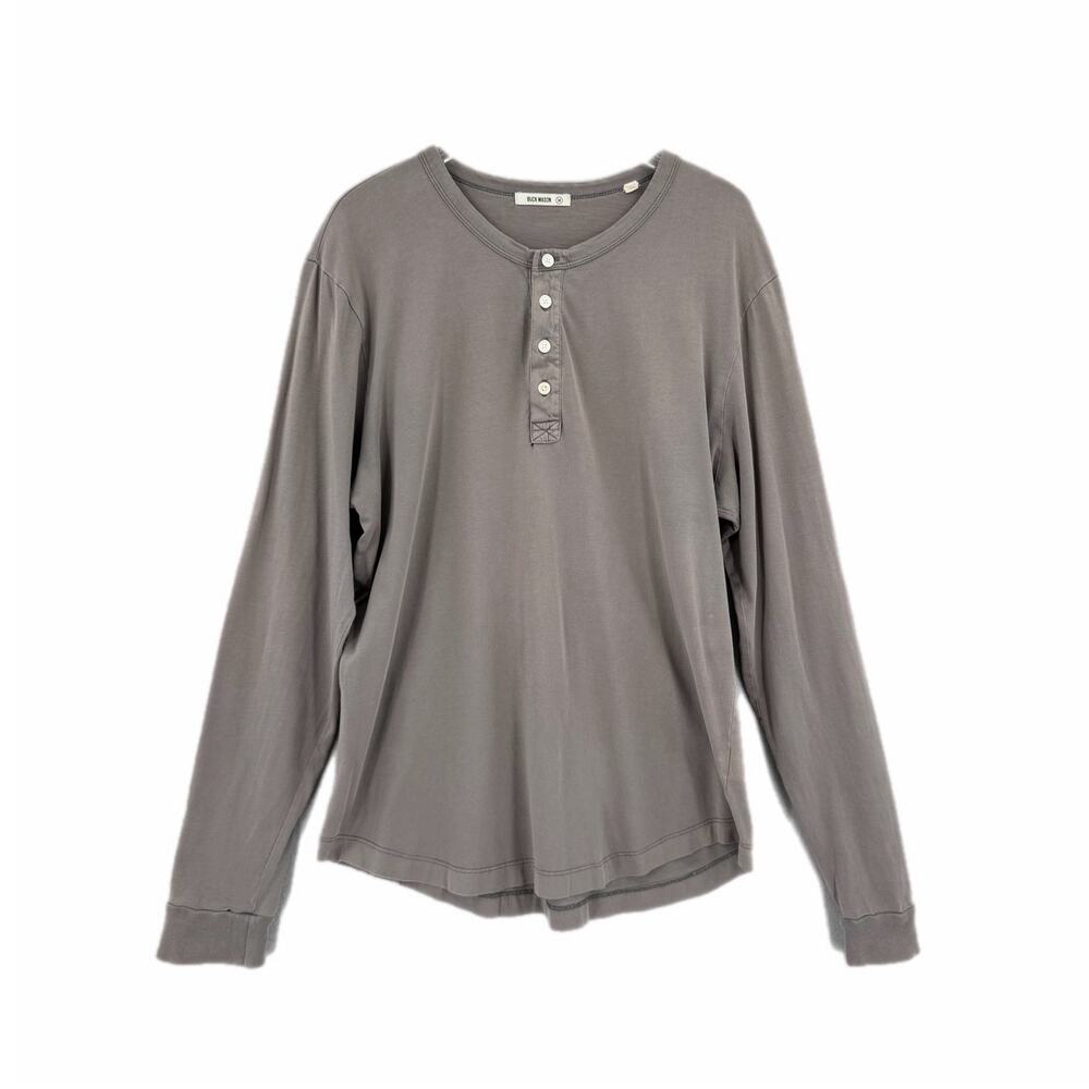 Buck Mason Men's M Gray Cotton Casual Everyday Basic Normcore Henley Shirt
